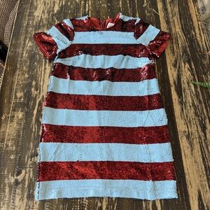 Anthropologie Maeve Red and Blue Striped Sequin Dress